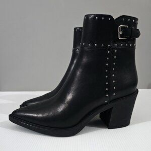 Paige Giselle Stud Ankle Moto Boot Western Shoe Black Leather Bootie Size 9